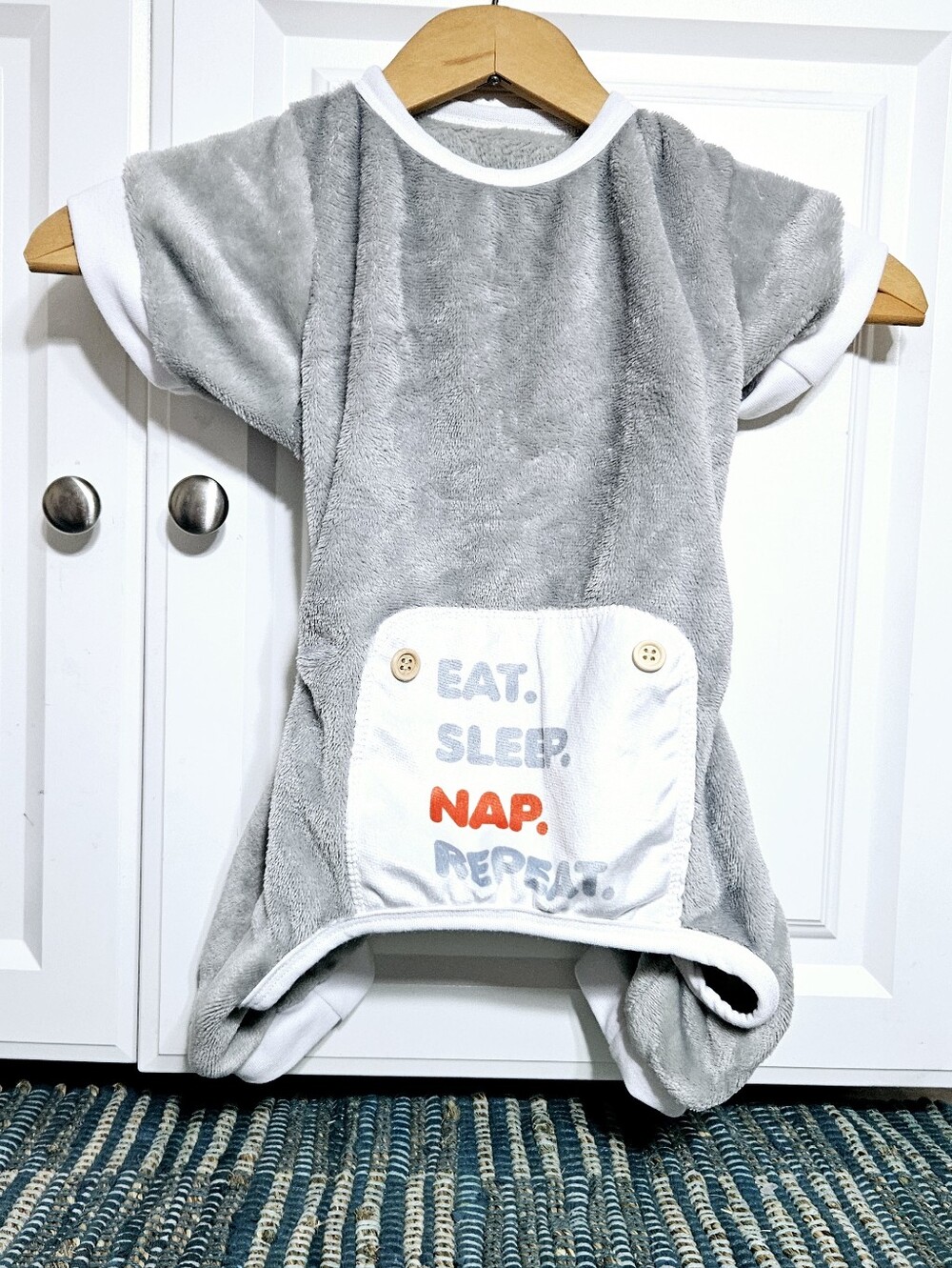 Eat Sleep Nap Repeat Fuzzy Dog Sleeper PJs Pajamas